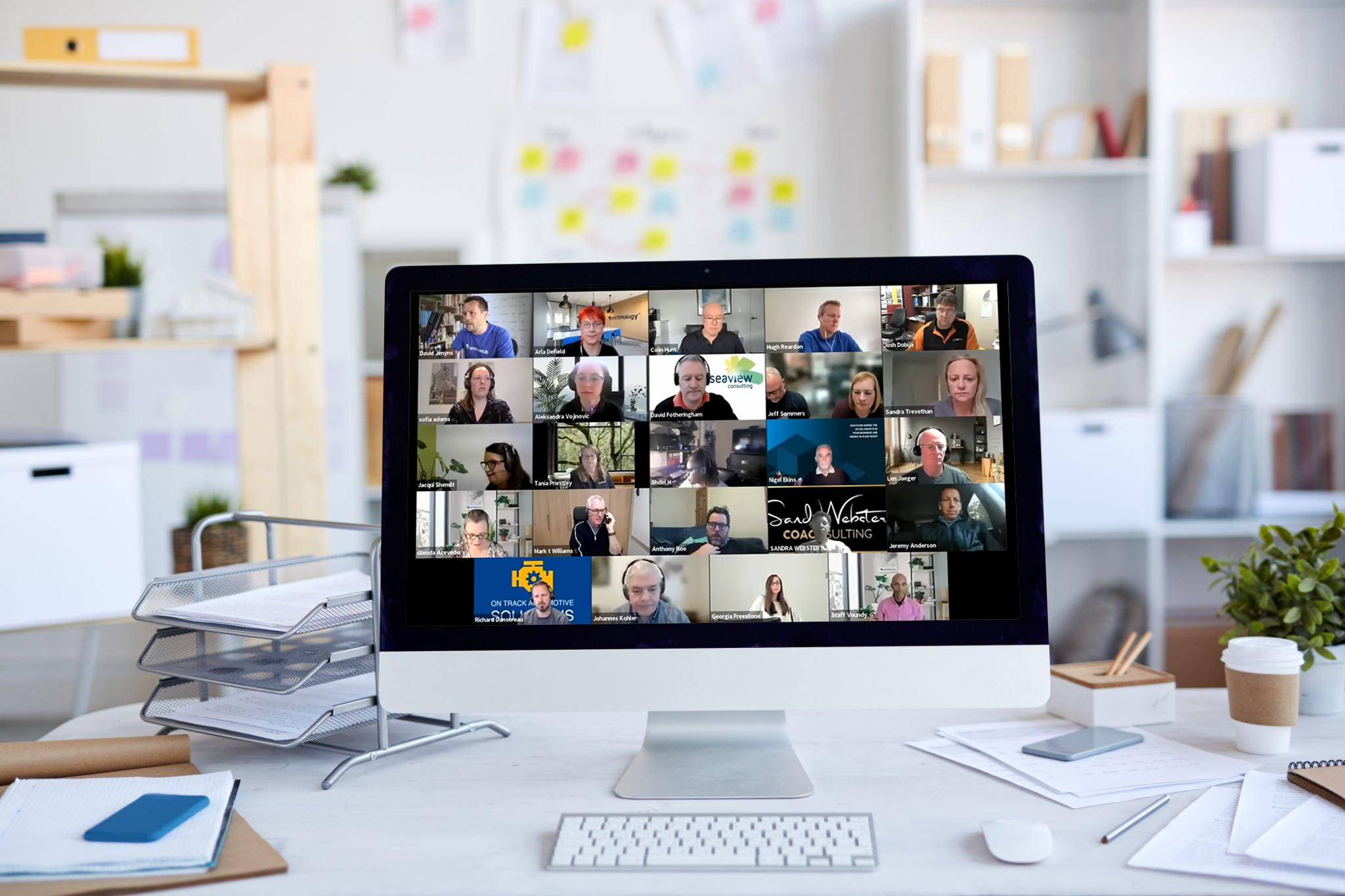 a computer screen showing people in a video call