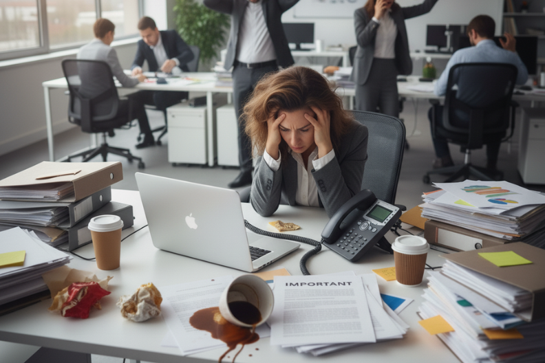 stressed frazzled office worker