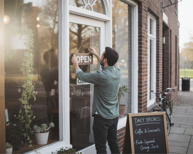 opening sign cafe