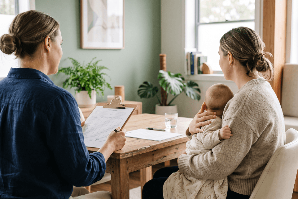 mother and child consulting a doctor