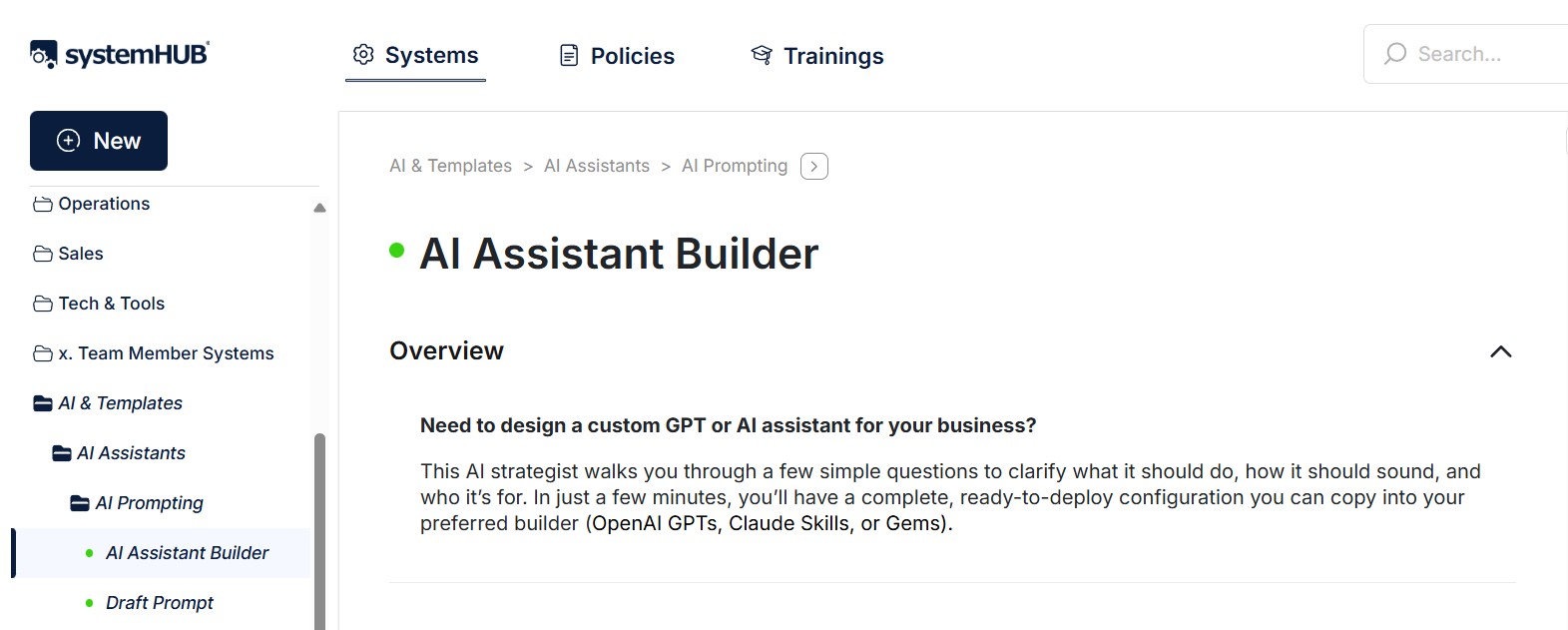 systemHUB AI Builder