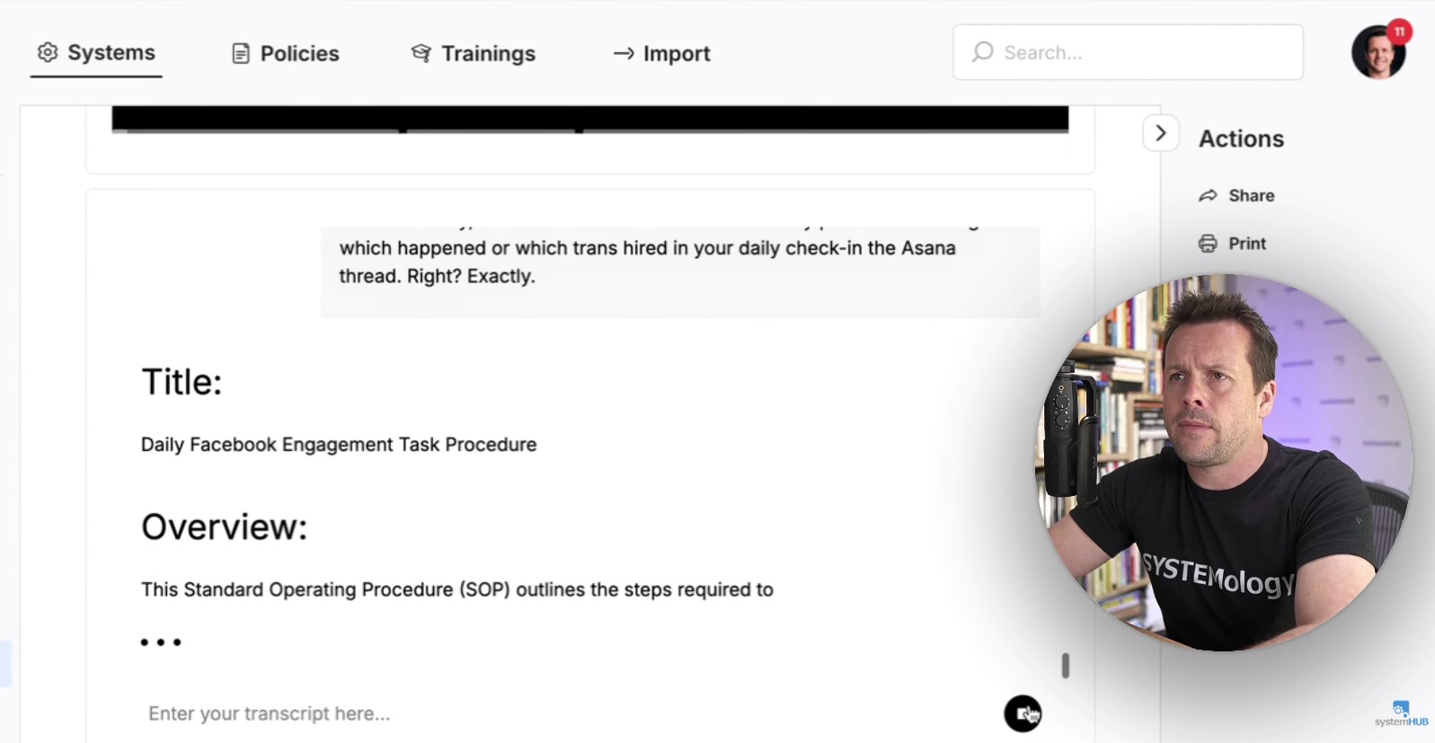 transcript to process