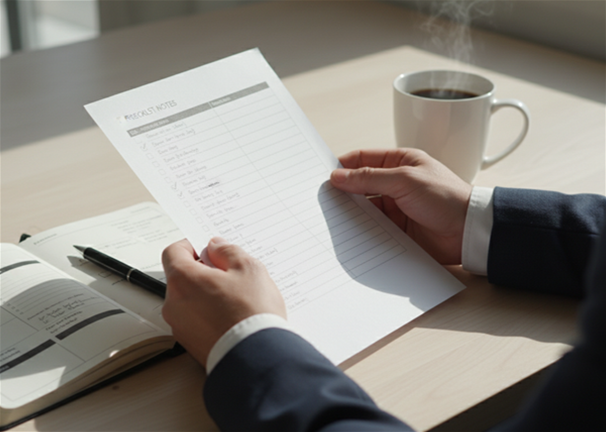 checking notes and task list