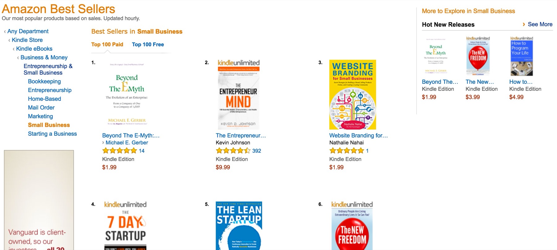 Beyond The E-Myth at number one on the Amazon Best Sellers list for Small Business, Kindle Store